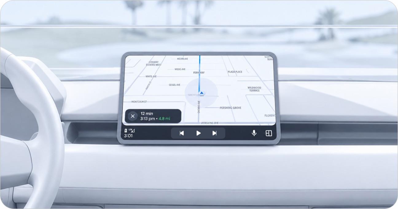Android Auto screen showing Cartroute turn-by-turn guidance